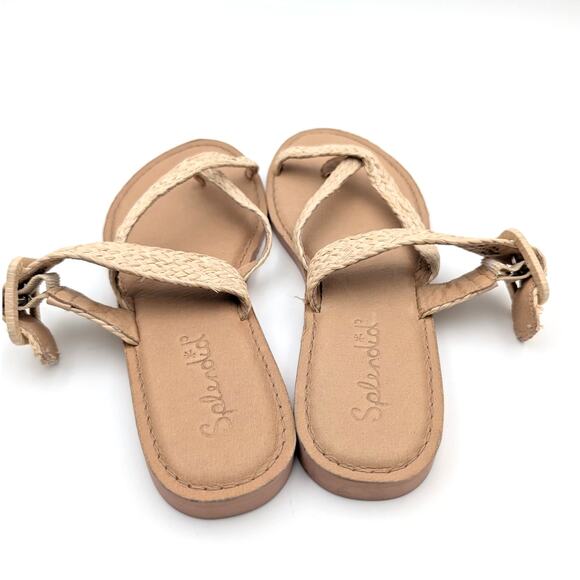 Splendid Sutton Faux Raffia Strap Thong Sandals Women's Tan Size US7M EU38 - Picture 5 of 12